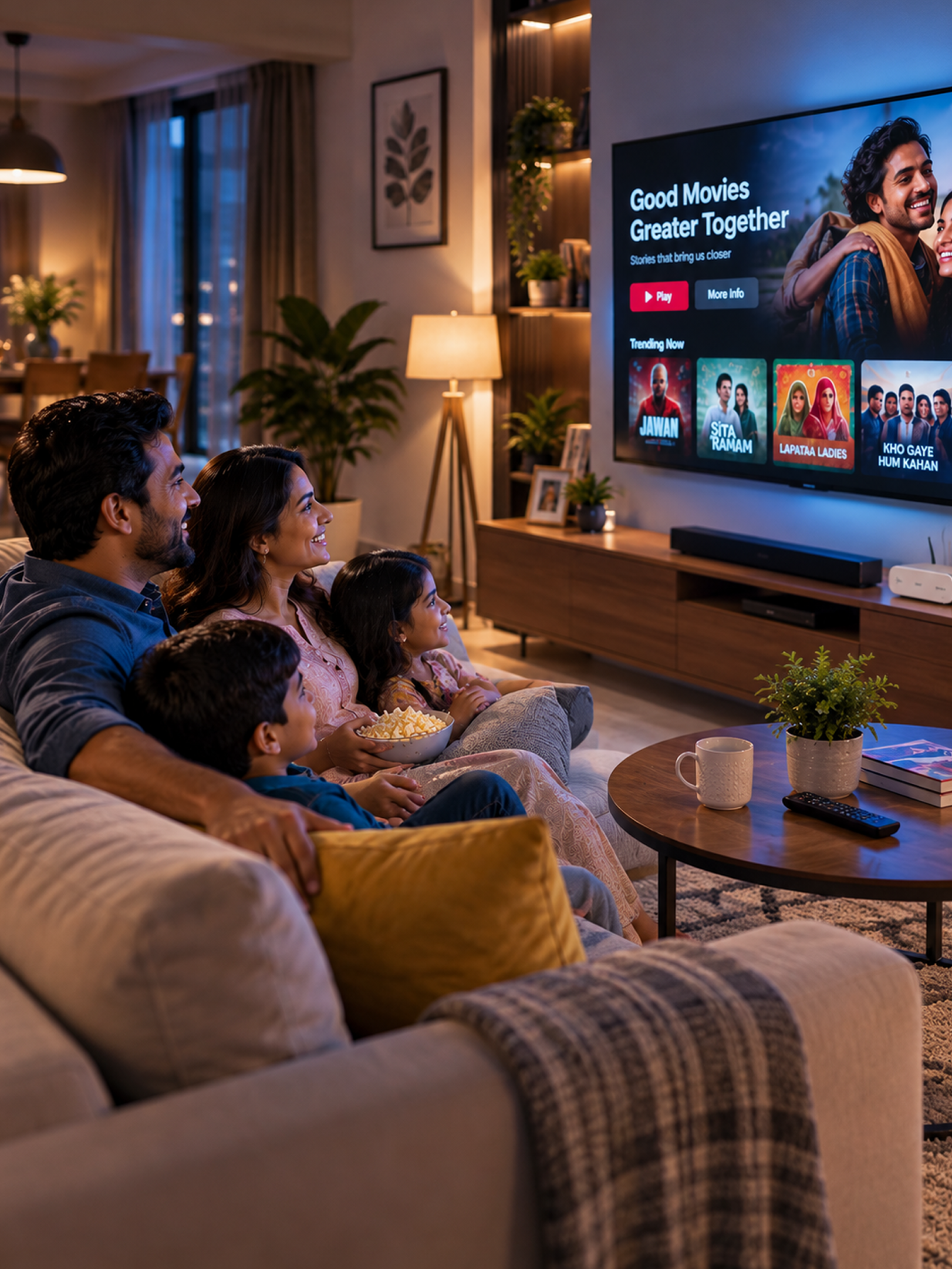 Family enjoying BBNL services at home